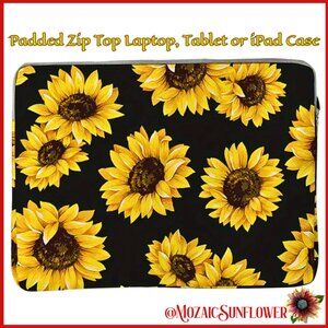NEW WITH TAG ON PACKAGE  PADDED 15" iPad Tablets Laptop Case Sunflower Ziptop